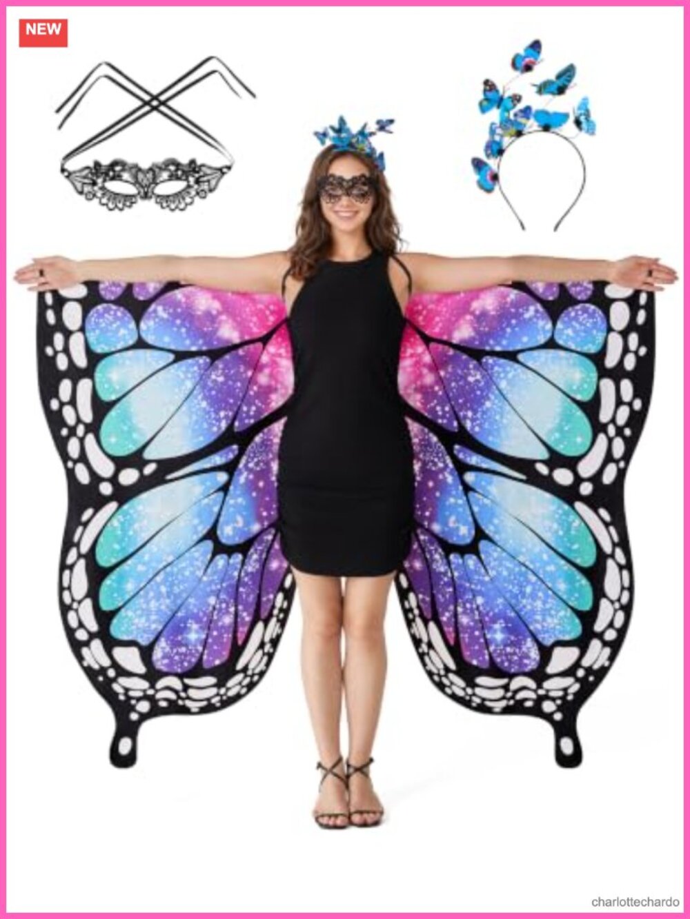 Adult Butterfly Wings Costume Chiffon Double Sided Halloween Cosplay